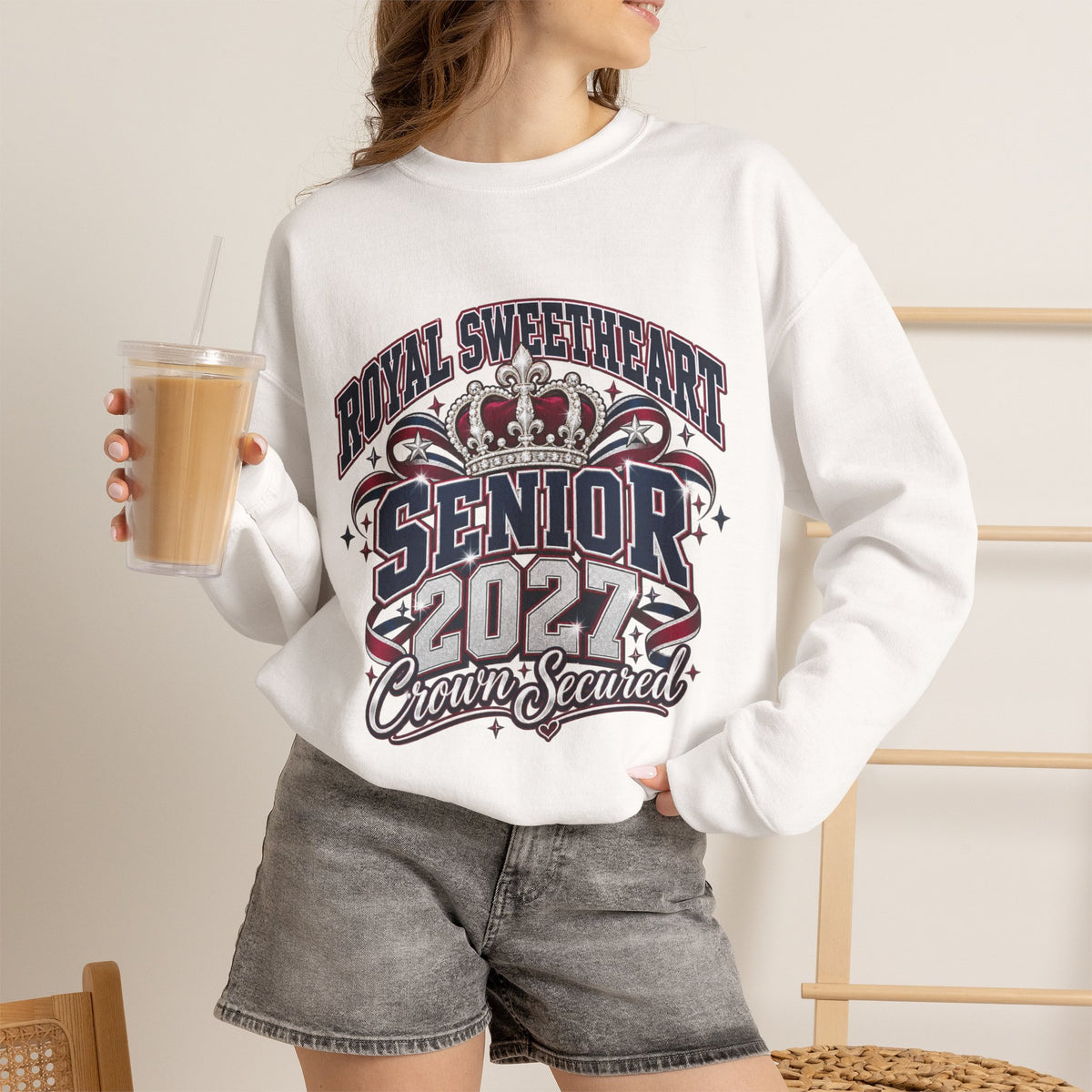 Senior 2027 Crewneck Sweatshirt – "Royal Sweetheart" Crown Design