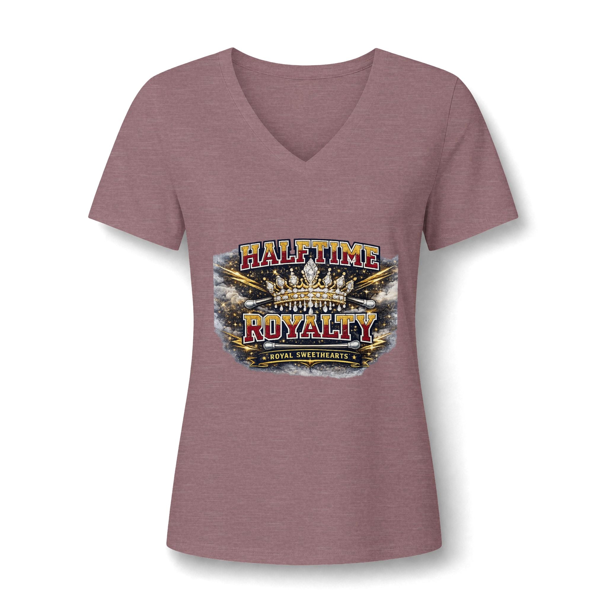 Halftime Royalty V-Neck Tee — Women's Football Game Day Shirt