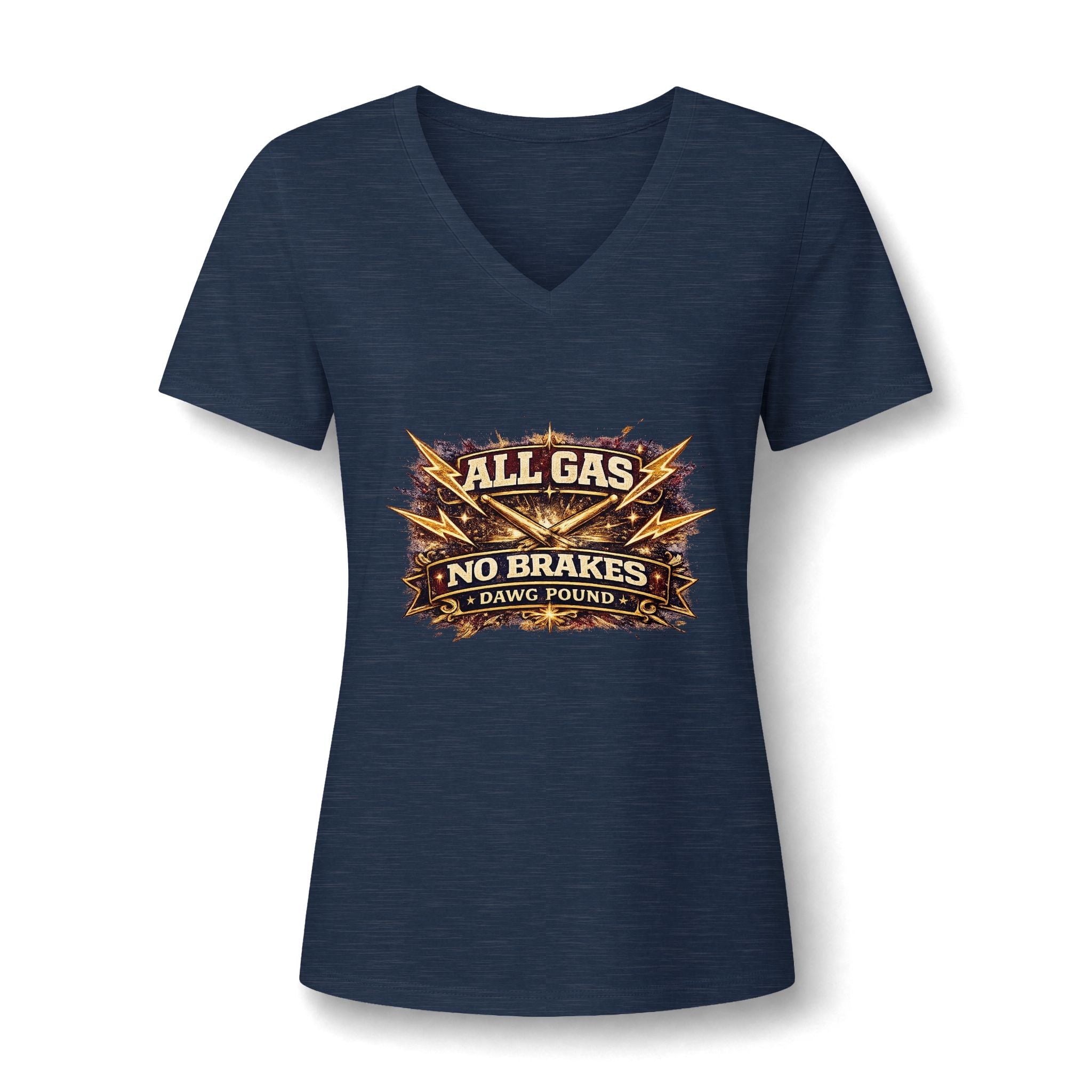 All Gas No Brakes Women's V-Neck Tee — Bold Racing Graphic Tee