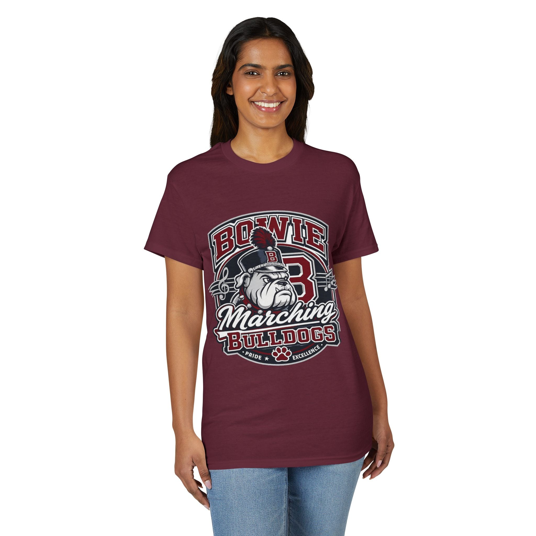 Bowie Bulldogs Marching Band T-Shirt — Mascot Bulldog Drum Major Design