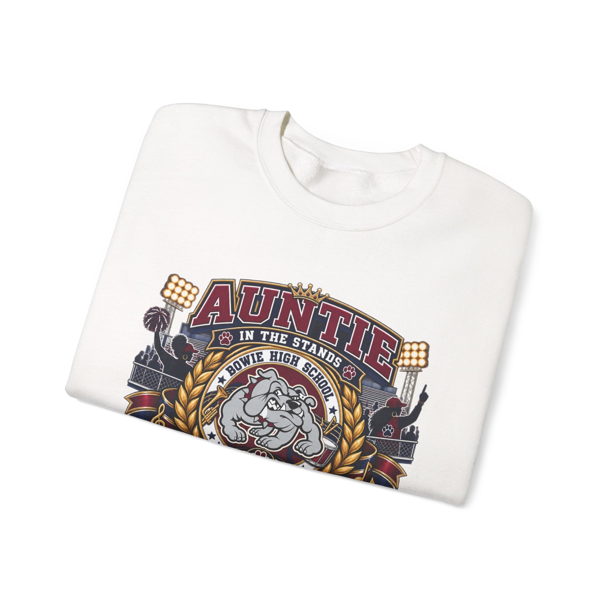 Band Auntie Crewneck Sweatshirt — “Auntie in the Stands, Bulldog in the Field” Football Family Pullover
