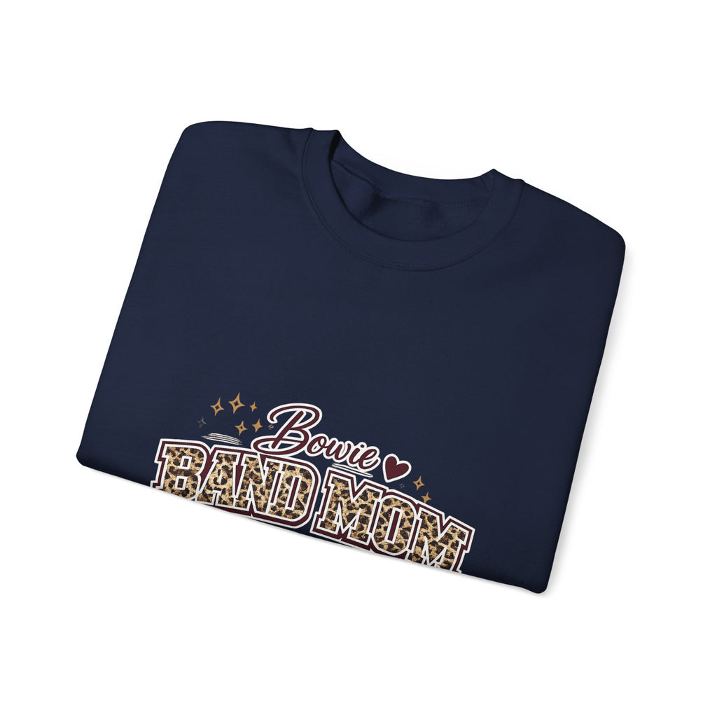 Band Mom Crewneck Sweatshirt — Bowie Marching Bulldogs Leopard Print