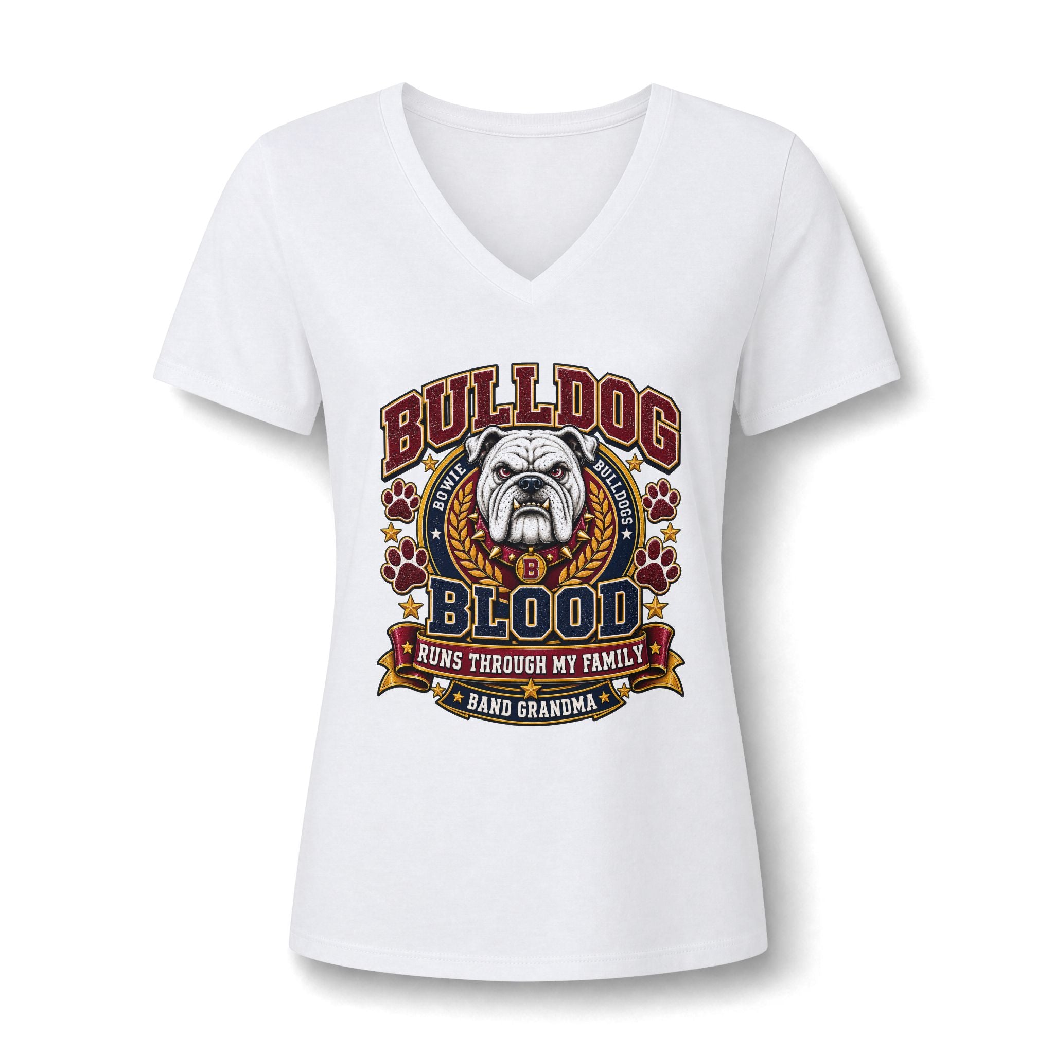 Bulldog Blood V-Neck Tee – Proud Bulldog Grandma Shirt