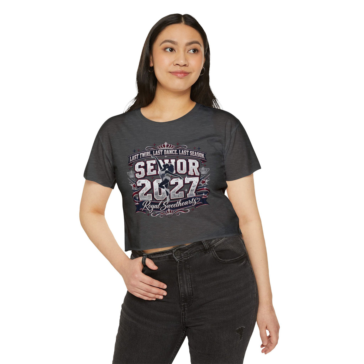 Senior 2027 Royal Sweetheart Crop Top — Twirl, Dance, Last Season Keepsake